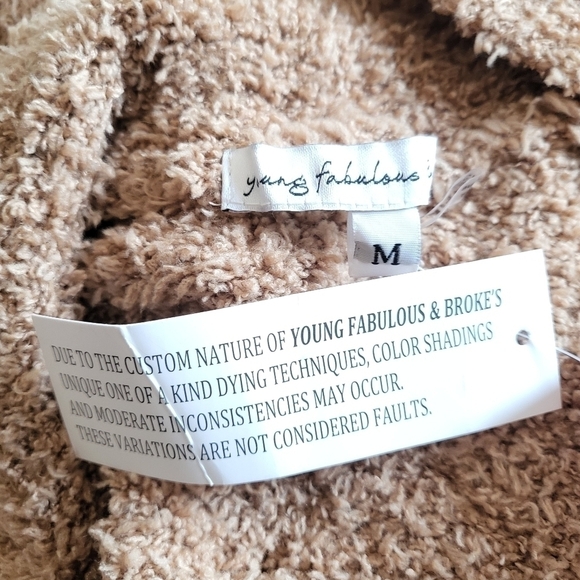 New Young Fabulous & Broke Teddy Bear Belted Tan Sweater Cardigan NWT Medium - Picture 8 of 10